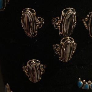 New vintage Sterling silver Ring with black Diamond